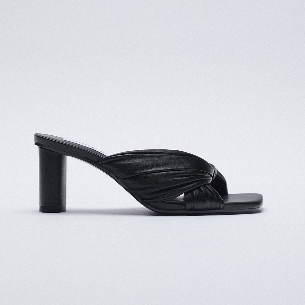 ZARA Comfortable Quilted Leather Mules - BLACK - Picture 3 of 6